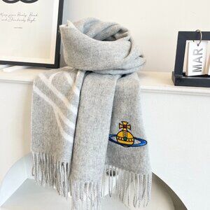 Vivienne Westwood Punk Saturn Logo Luxury Wool Cashmere Scarf
